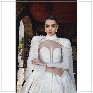 $17,500 Saiid Kobeisy Beaded Tulle, Silk Thread & Organza Flowers Runway Gown